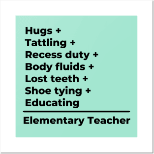 Elementary Teacher Equation Funny - black text Posters and Art